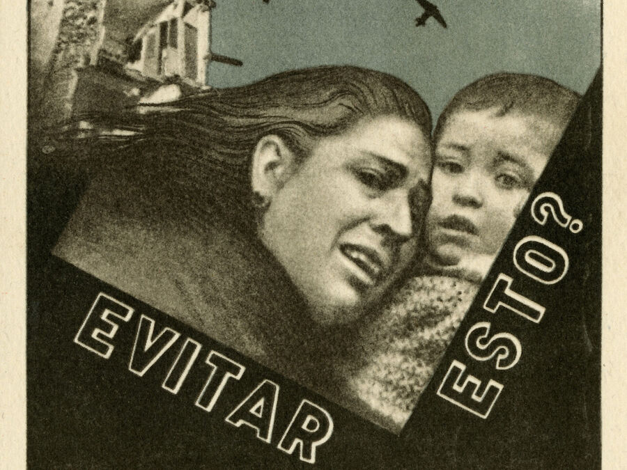Augusto Fernández Sastre: “What are you doing to prevent this? Help those without shelter.” Published as a poster and postcard by Ministerio de Propaganda, 1937