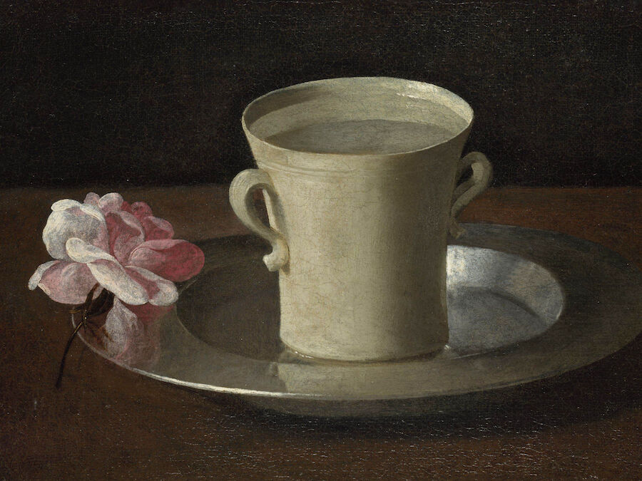 A Cup of Water and a Rose by Francisco de Zurbarán, about 1630.